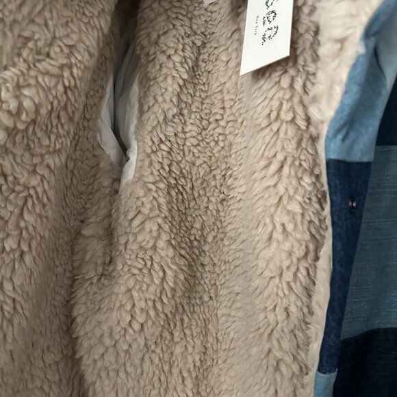 NWT Sea Newyork Diego Patchwork Denim Faux Shearling Coat Size XS - Picture 6 of 13